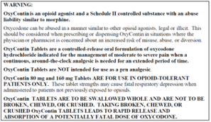 Purdue Pharma updates the label with a Black Box Warning, July, 2001