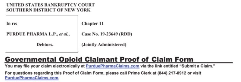 Governmental Opioid Claimant Proof of Claim Form