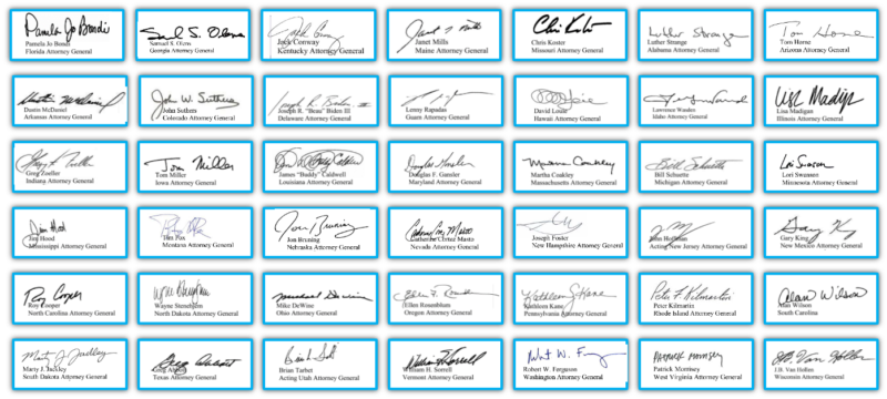 Signatures from Federal and State Government Officials