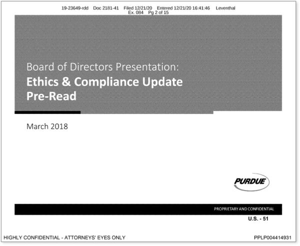 Board of Directors Presentation: Ethics & Compliance Update Pre-Read, March 2018